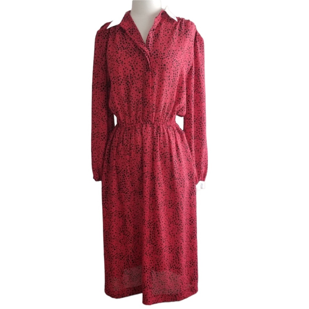 1980s B.G.B. Ltd‎ Red, Black & White Poly Dress